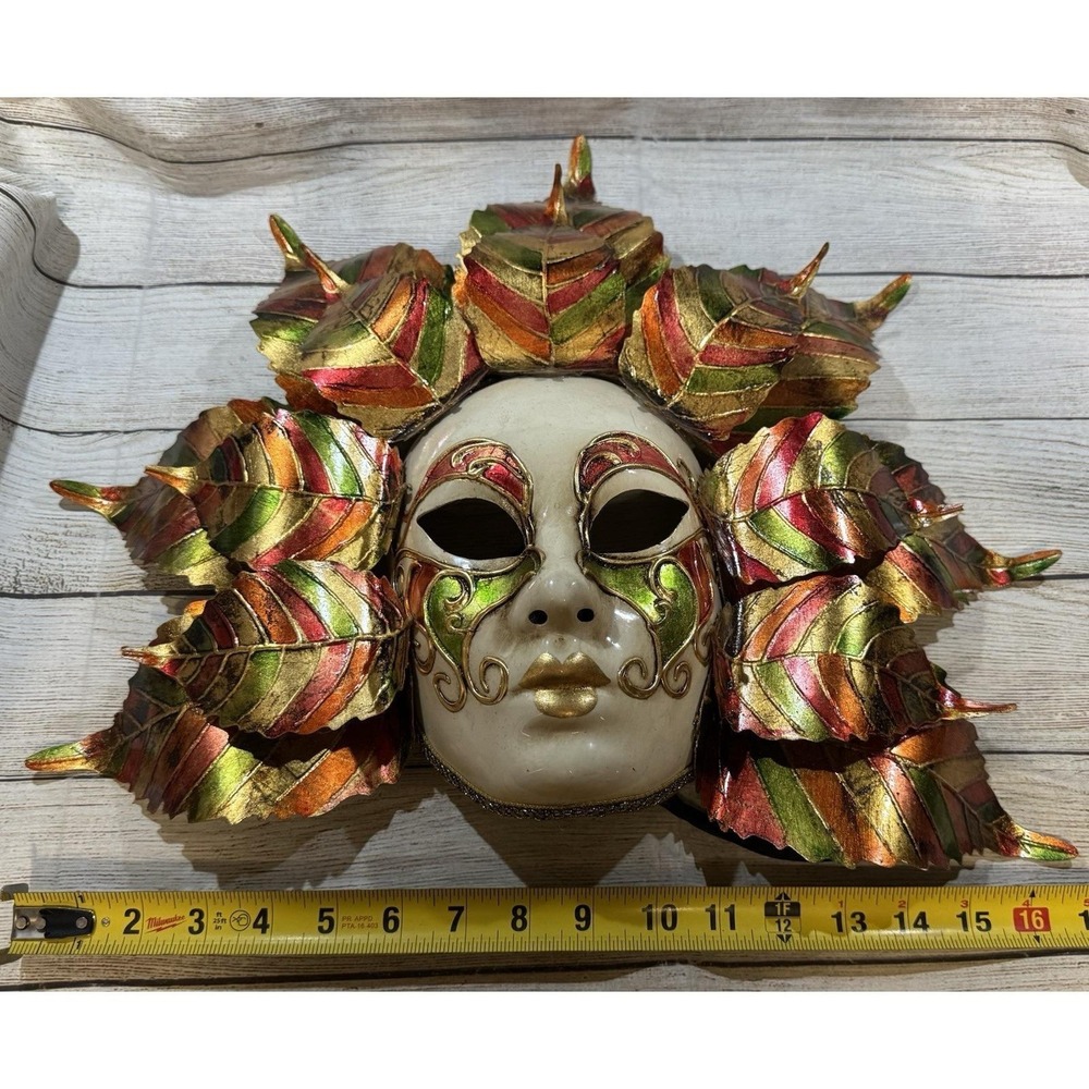 Vintage Hand Painted Masquerade Venetian Mask Original Venezia Italy Fall Color